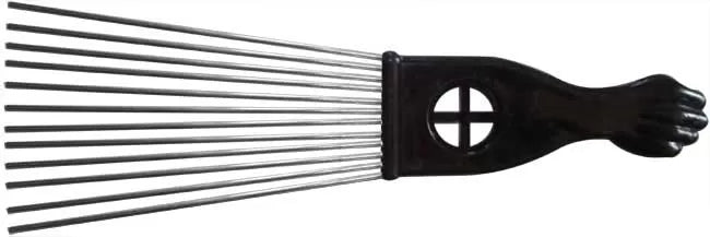 Afro Comb 23cm Metal Teeth Fan