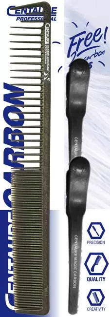 Cent Carbon Extra Cutting Comb DL 20cm with 2 Clips