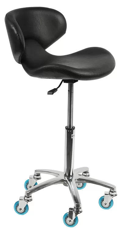 Tabouret SUPER-TEAM noir av.dossier+roulette softy