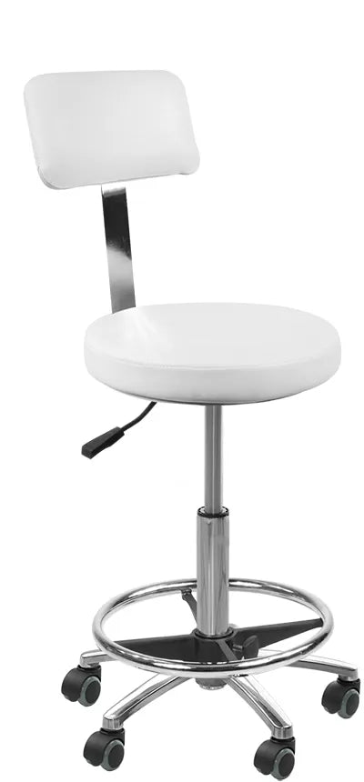 Aurore White Stool with Footrest and Backrest
