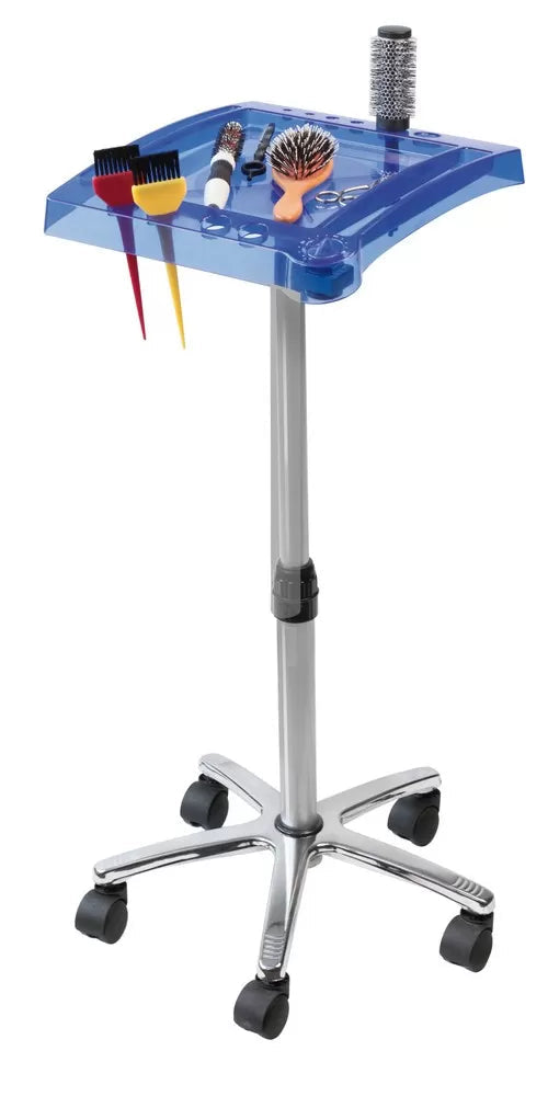 Simplex Blue Table with 1 Adjustable Top and Wheels