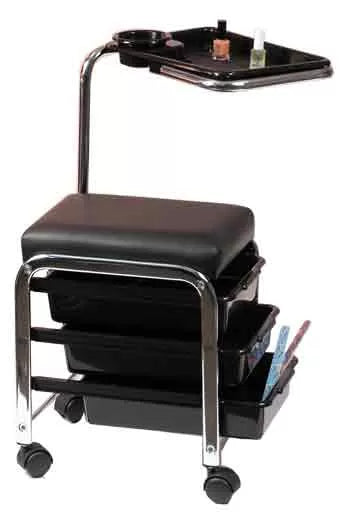 Manisit 3-Drawer Stool + Black Shelf