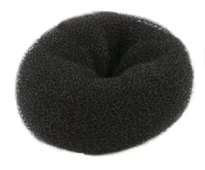 Crepe hair bun pouf - Black - 9x3.5cm
