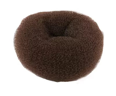 Crepe hair bun pouf - Chestnut brown - 9x3.5cm