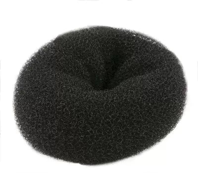 Crepe hair bun pouf - Black - 12x5cm
