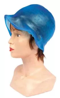 Blue silicone cap for hair extensions with hook