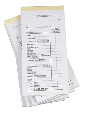 Chimney pad with number, white, 10 notebooks, hair care sheets x50
