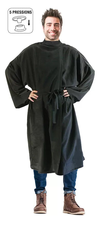 NEWIX Microfiber Hairdressing Salon Robe - Black, 5 Clip Closure