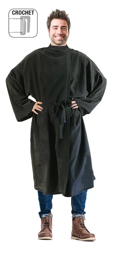 NEWIX Microfiber PRO Bathrobe, Black, Hook-Hook