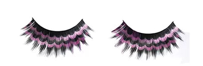 Crazy False Eyelashes Black + Pink X2 With Glue