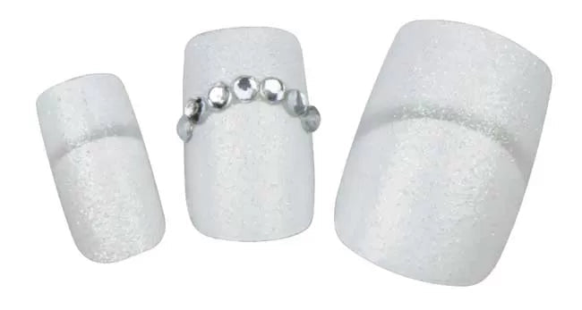 False Nail Decor White Rhinestones X24 With Glue