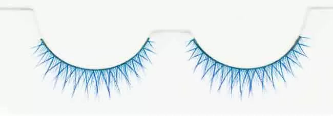 Blue colored false eyelashes x2 with glue