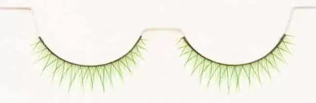 2 Green Colored False Eyelashes with Glue