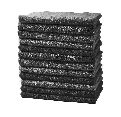 Black Technical Towels - Pack of 12, 30 x 50 cm, 100% Cotton