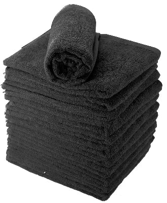 Black terry towel, 100% cotton (50x80cm) x12
