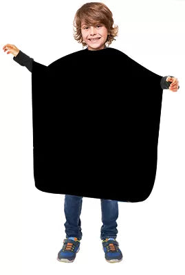 Simply black children's cape bathrobe with Velcro
