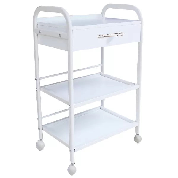 Esthe Nevada-2 White Table with 1 Drawer and 3 Shelves