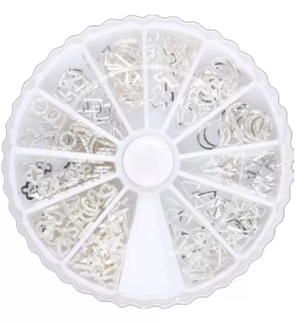 Nail Decor BAR 12x+/-20 Silver Assorted Pattern
