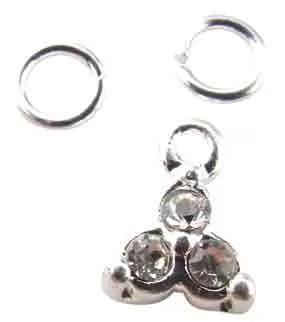 Silver 3 Rhinestone Nail Jewelry - IB