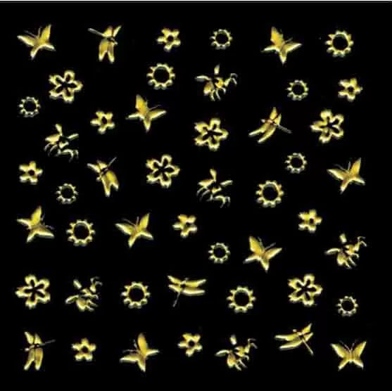 Gold Flower Nail Art Xts147 - IB