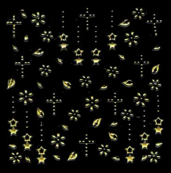 Gold Flower Nail Art++ Xts145 - IB
