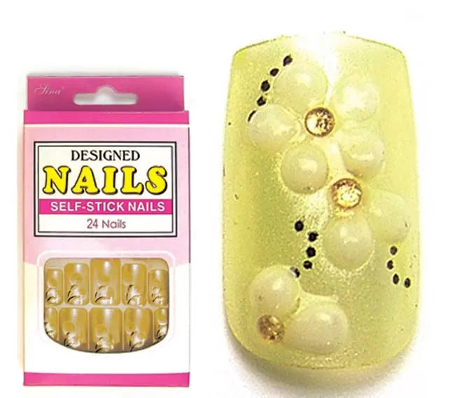 24 Orkis Yellow 3D False Nails - IB
