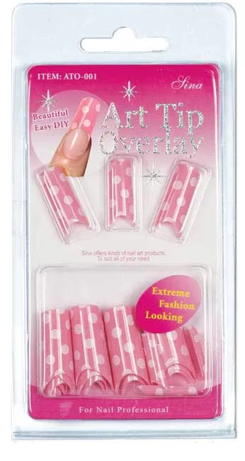 False Nails Overlay-Tip X24 Pink White Polka Dots IB