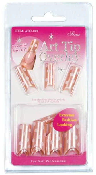 False Nails Overlay-Tip X24 Beige White Polka Dots - IB