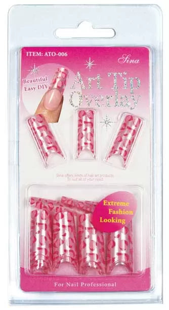 Overlay-Tip False Nails x24 Silver-Red-Pink - IB