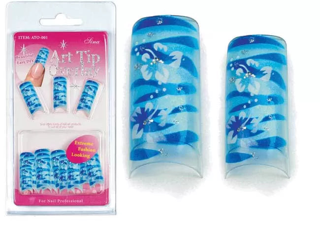 Overlay-Tip False Nails X20 Floral Blue - IB