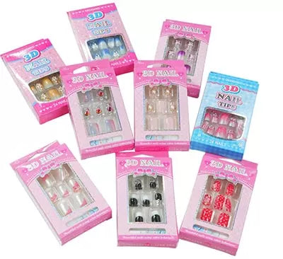 24 x 3D Blue Flower False Nails - IB