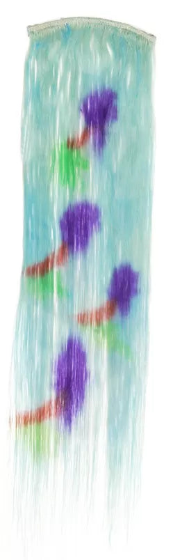 Natural Hair Extensions, Blue Flower Decor, 12 x 45 cm