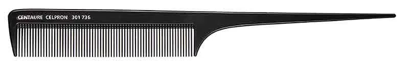 Centaur Fine Tooth Tail Comb, Black ABS, 205mm