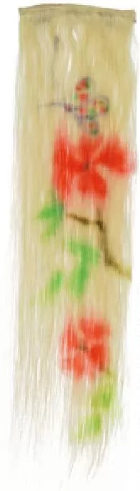 Natural Hair Extensions, Blonde Floral Decor, 12x45cm