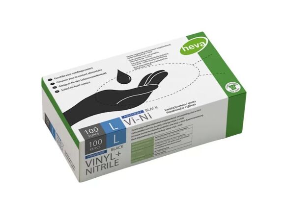 VINI Black Gloves - Large Size (95% vinyl 5% nitrile)