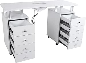 Table manucure professionnelle 3 colonnes blanche avec aspiration JACQUES SEBAN