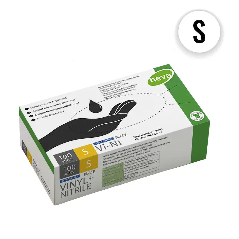 VINI Black Gloves - Size Small (95% vinyl 5% nitrile)