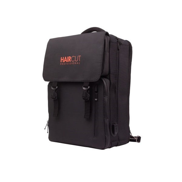 HAIRCUT black and orange backpack